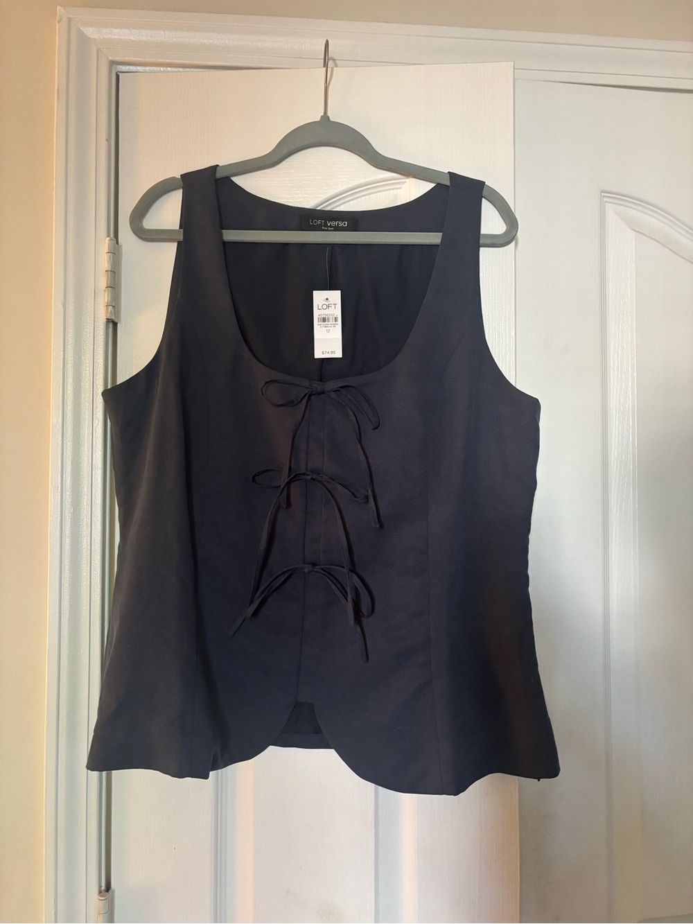 LOFT Peplum Style Bow Top - Navy